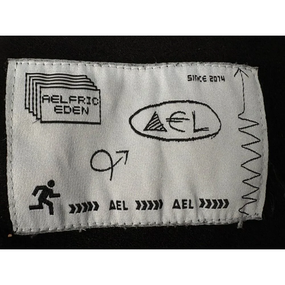Aelfric Eden Oversized Lettered 74 Sweatshirt Men’s M Black Crewneck Pullover - Picture 6 of 13